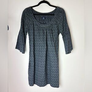 French Connection Dress Size 8 Scoop Neck 3/4 Sleeve Cotton Geometric Striped
